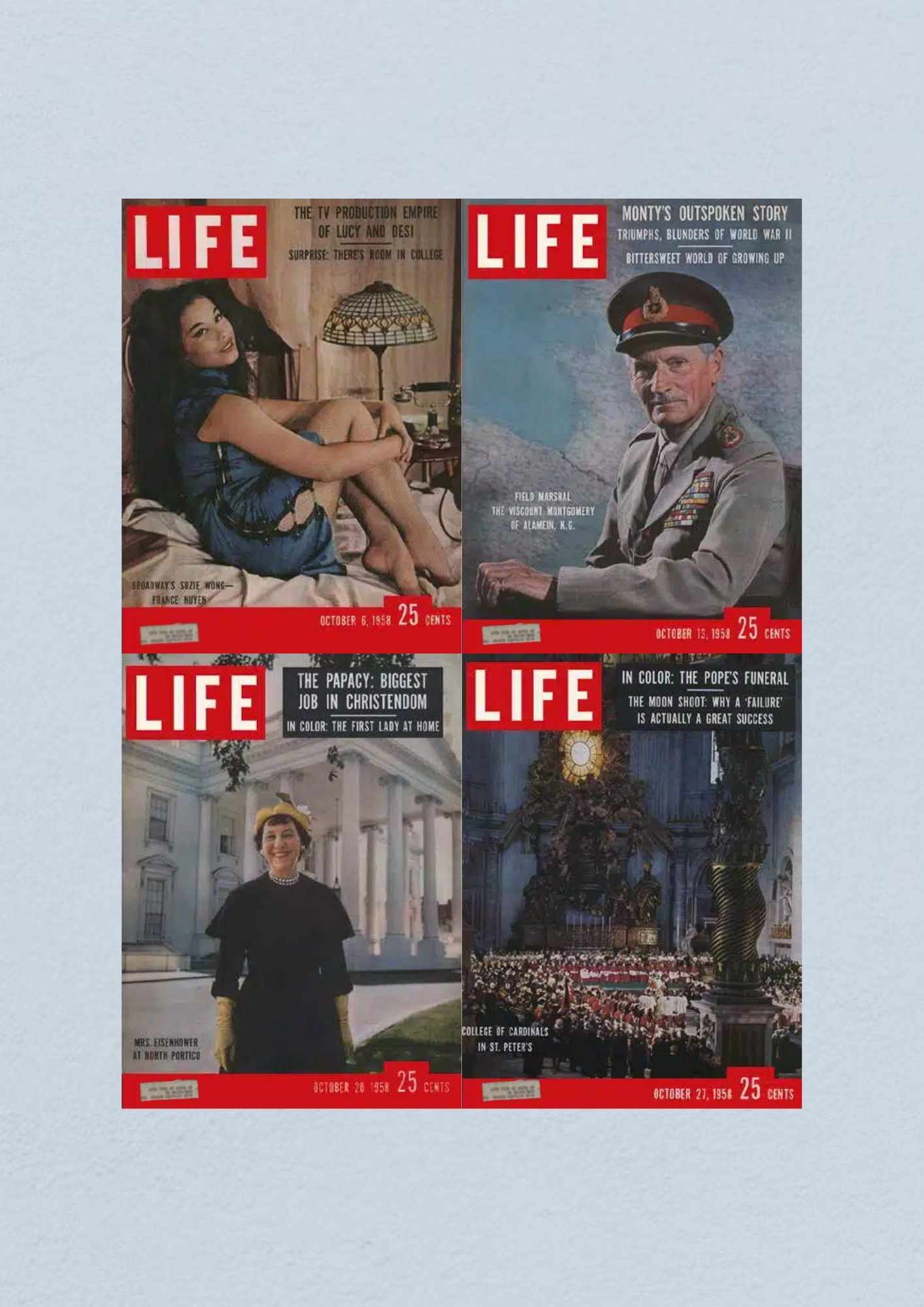 Life Magazine October 27, 1958 cover featuring the Pope's funeral service, reflecting on significant events and religious traditions.