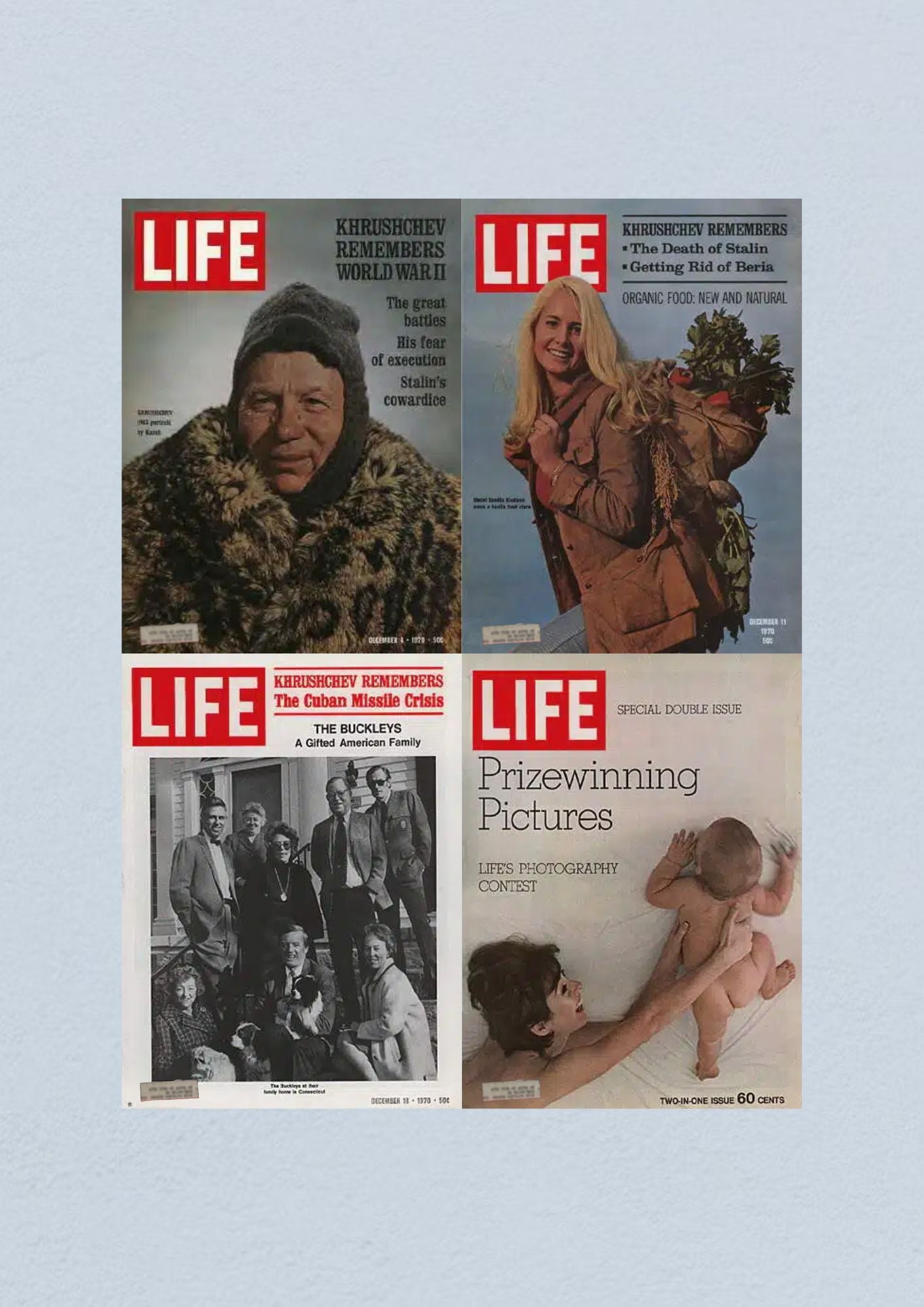 Life Magazine cover for December 25, 1970, a special double issue presenting prizewinning pictures, embodying the journalism art of the 70s.