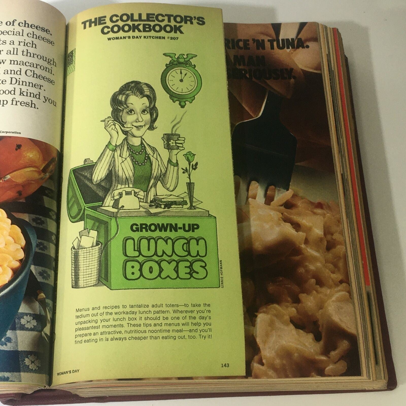 Grown-Up Lunch Boxes promotional page from the 1974 Woman's Day Magazine, offering nutritious meal ideas for working adults, within the 1974 Woman's Day Magazine Complete Year Round In One Bound Book Compilation.