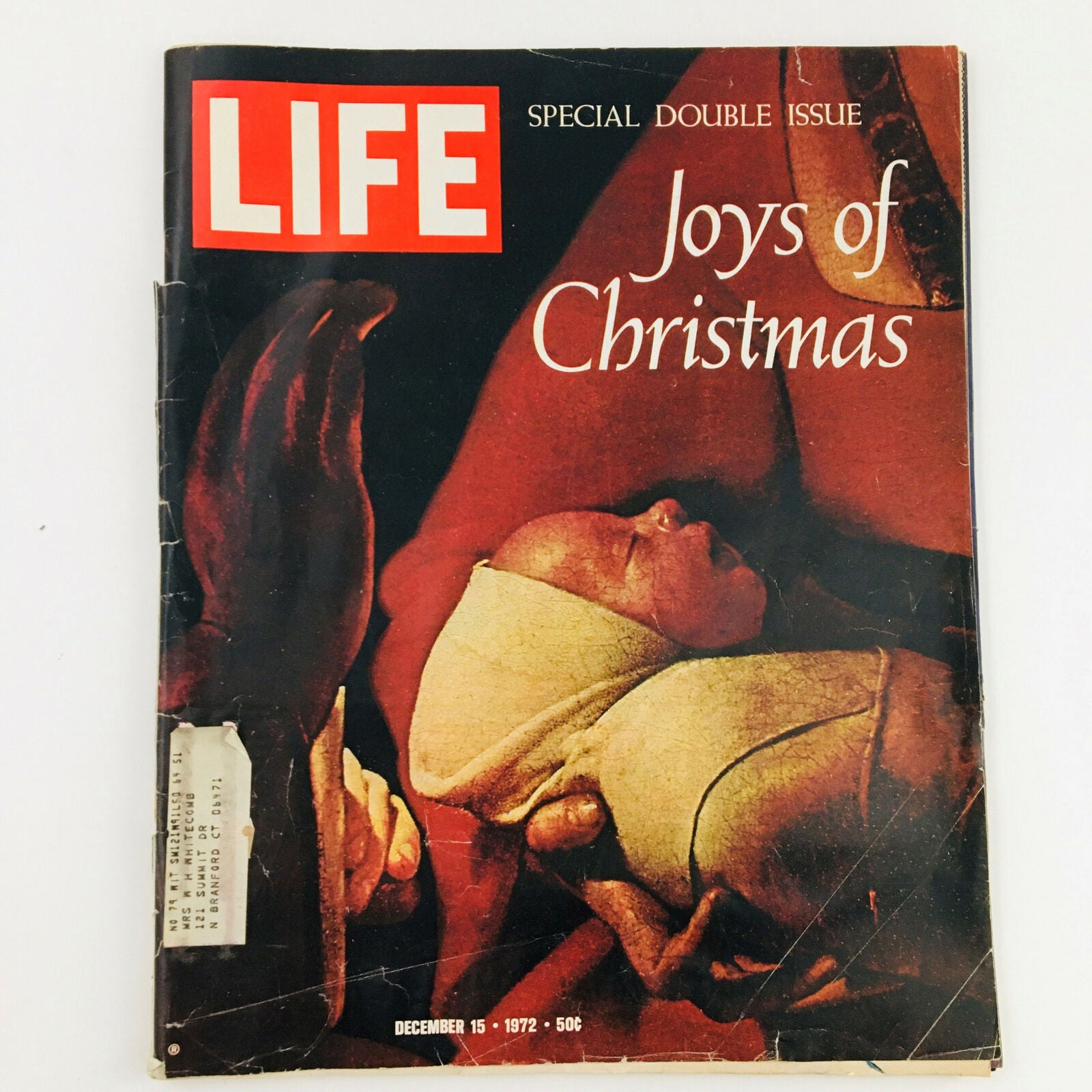 VTG Life Magazine December 15 1972 Special Double Issue Joys of Christmas featuring a nostalgic cover image depicting a baby and holiday themes.