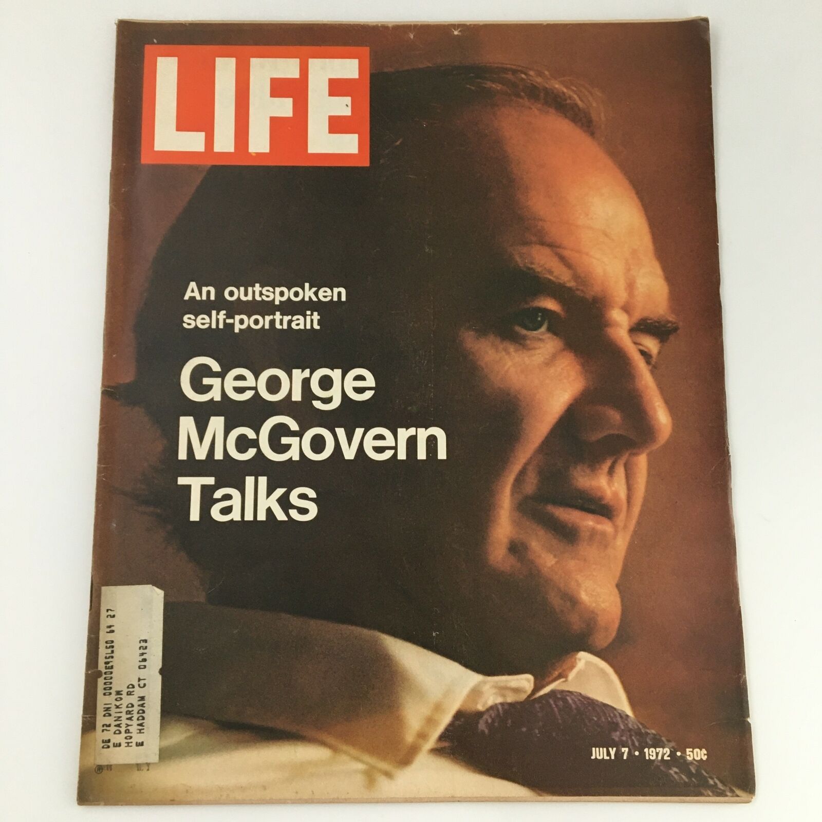 Cover of VTG Life Magazine from July 7, 1972 featuring George McGovern Talks, showcasing an outspoken self-portrait of the political figure, with a vibrant design and dated July 7, 1972.