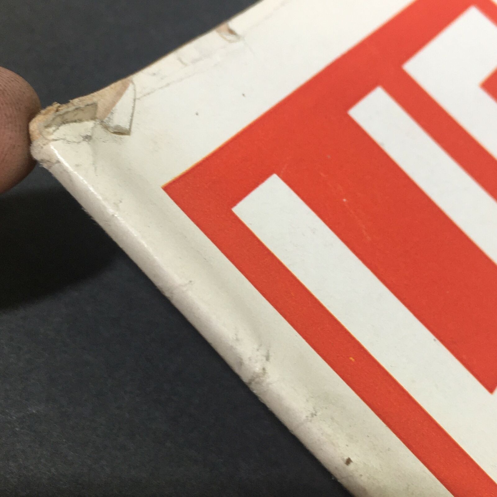 Close-up of the corner of the VTG Life Magazine from July 4, 1970, showing minor wear and tear; part of the title reads 'Life' against a bright background, reflecting its vintage condition.