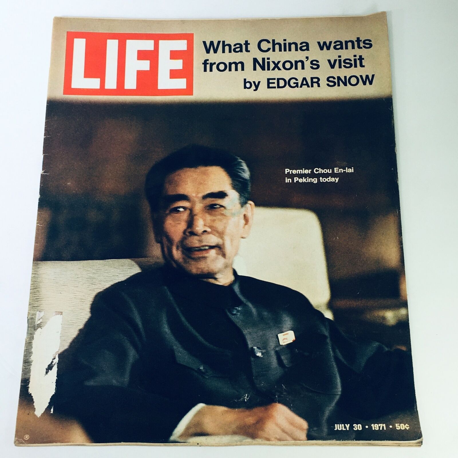 Cover of VTG Life Magazine July 30 1971 featuring Premier Chou En-Lai in Peking, China, showcasing insights into China's political landscape.