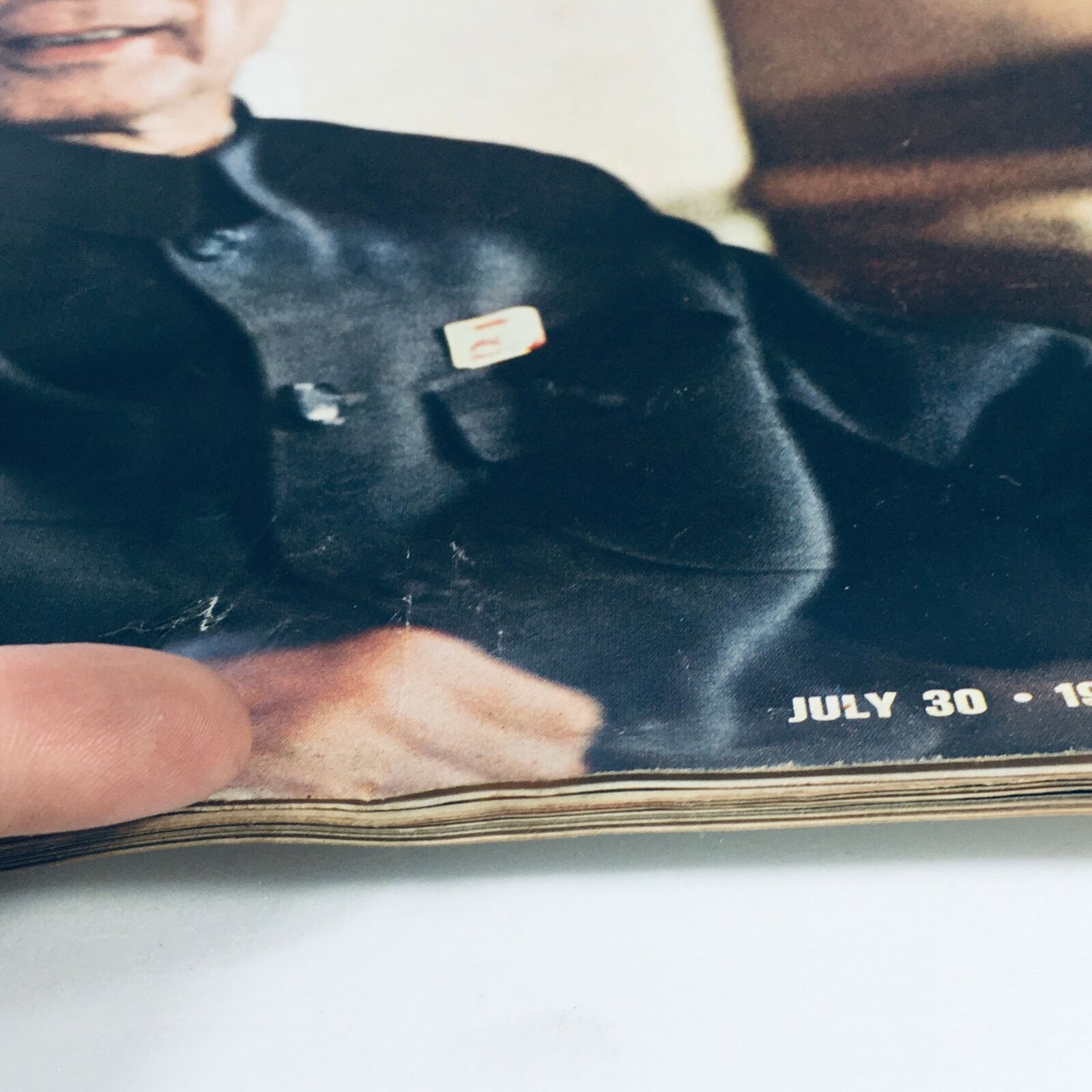 Close-up view of a vintage Life Magazine from July 30, 1971, showing minor wear and an address label associated with Premier Chou En-Lai in Peking, China.