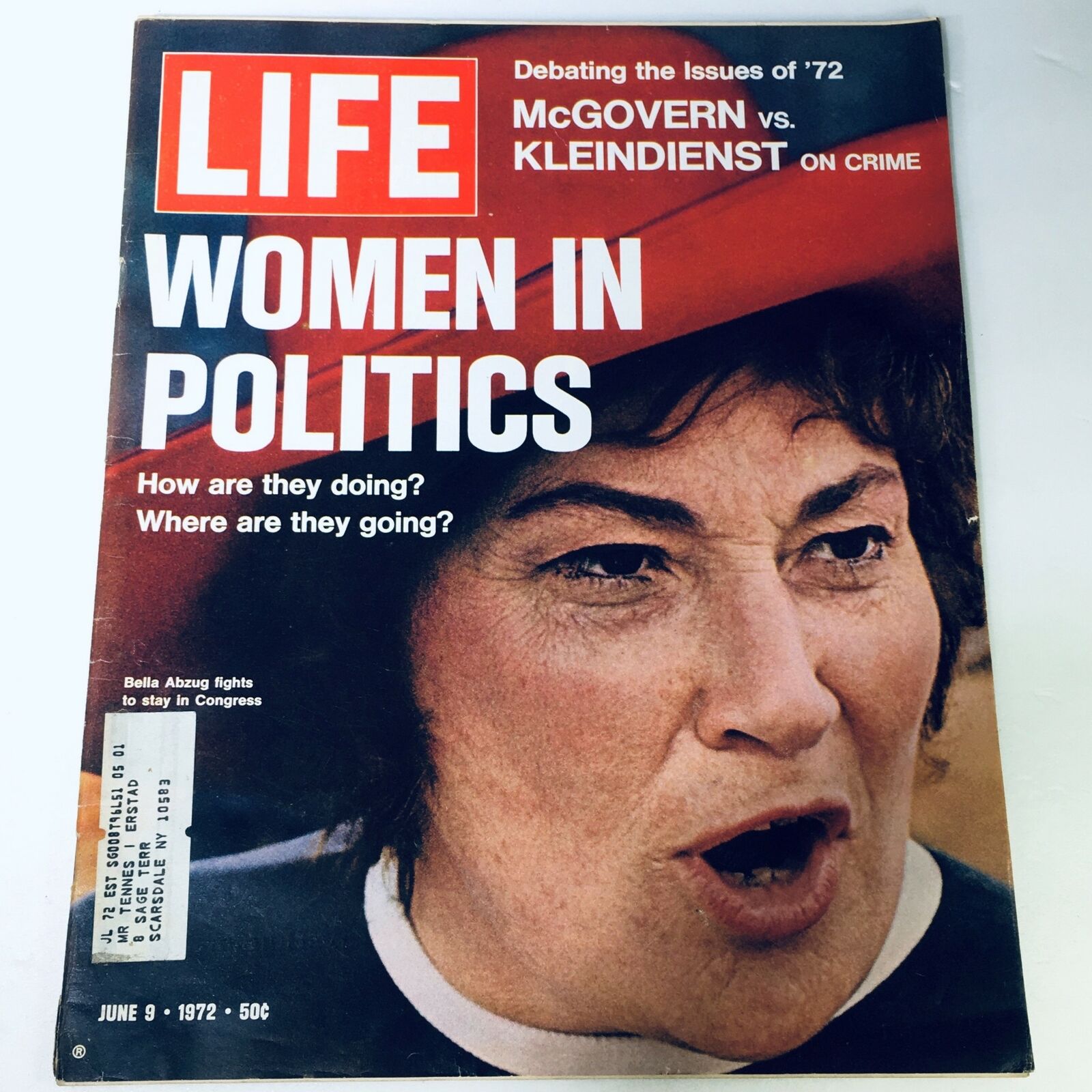 VTG Life Magazine June 9 1972 cover featuring Women in Politics with focus on Bella Abzug's advocacy in Congress, highlighting women's roles in American politics.