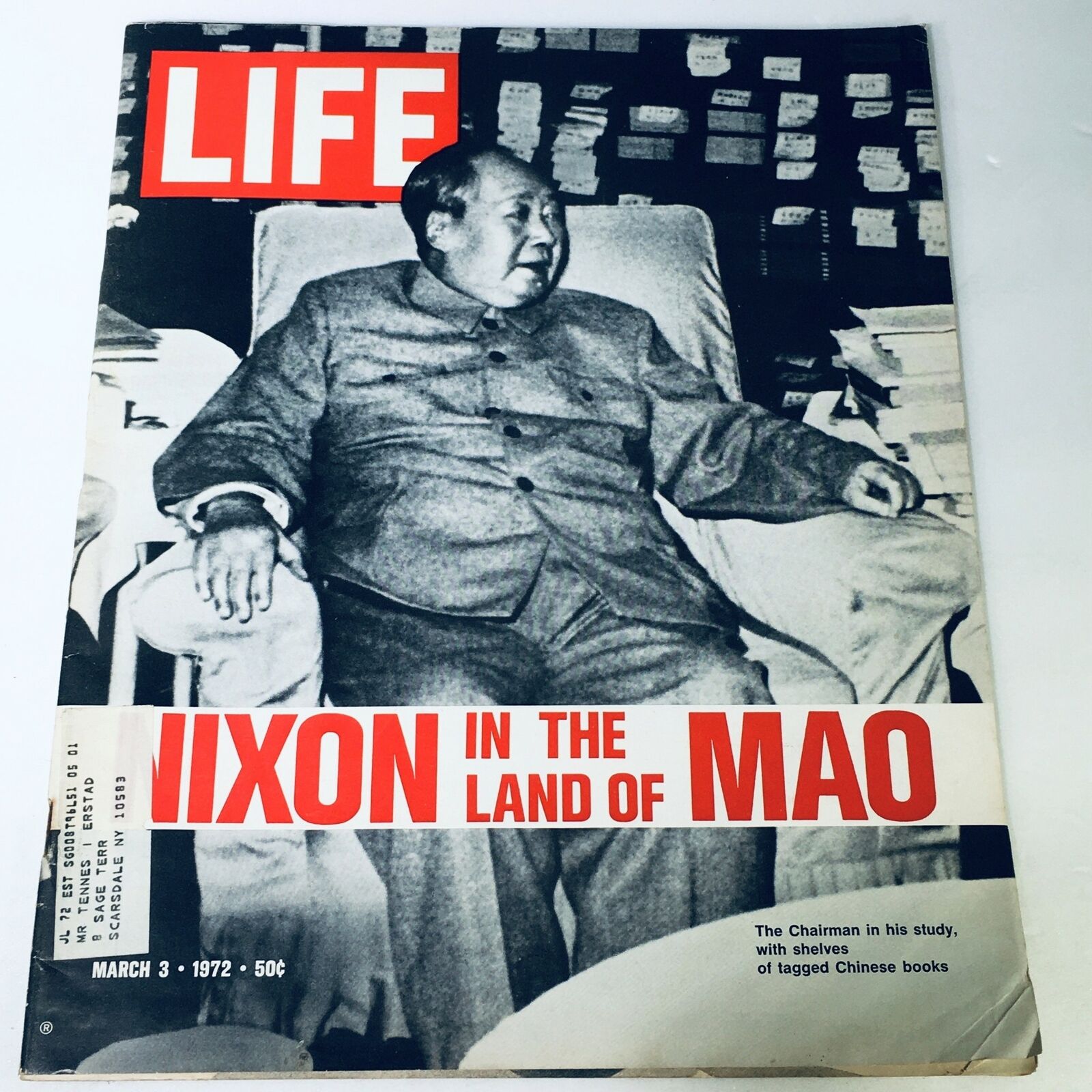 VTG Life Magazine March 3 1972 featuring Richard Nixon during his visit to Mao Zedong's China, showcasing the cover with Nixon in the land of Mao.