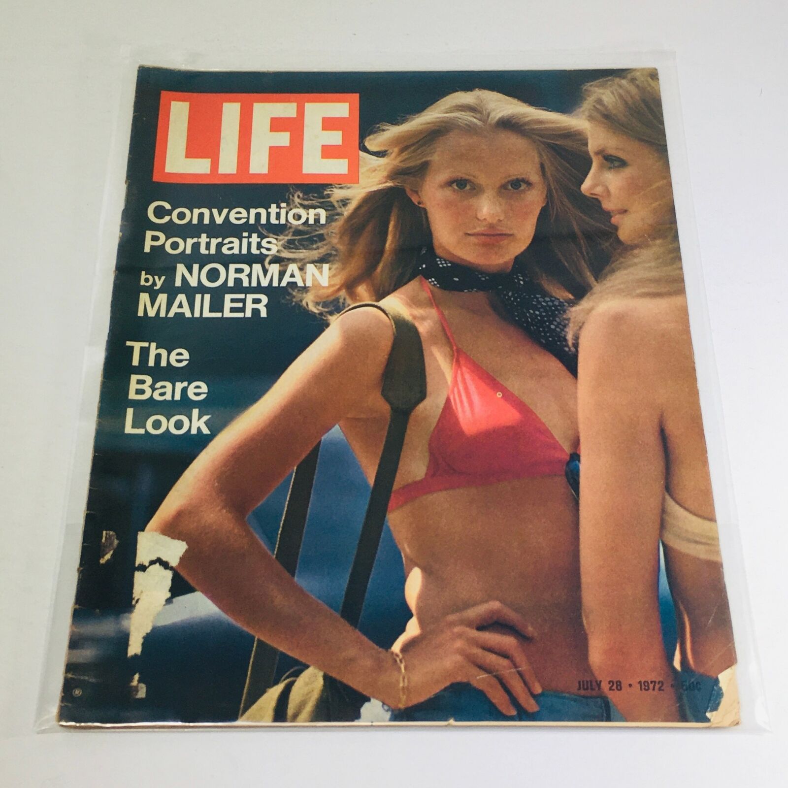 VTG Life Magazine cover from July 28, 1972 featuring Convention Portraits by Norman Mailer, showcasing the Bare Look with two women on the cover.