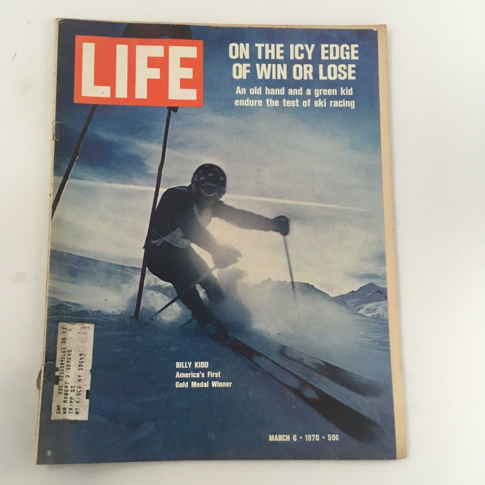 Vintage Life Magazine cover from March 6, 1970 featuring Billy Kidd, America's first gold medal winner in alpine skiing.