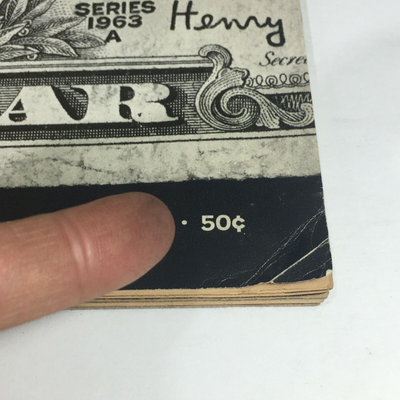 Close-up detail of Vintage Life Magazine February 13 1970 showing the price of 50 cents on the cover with the headline about inflation.