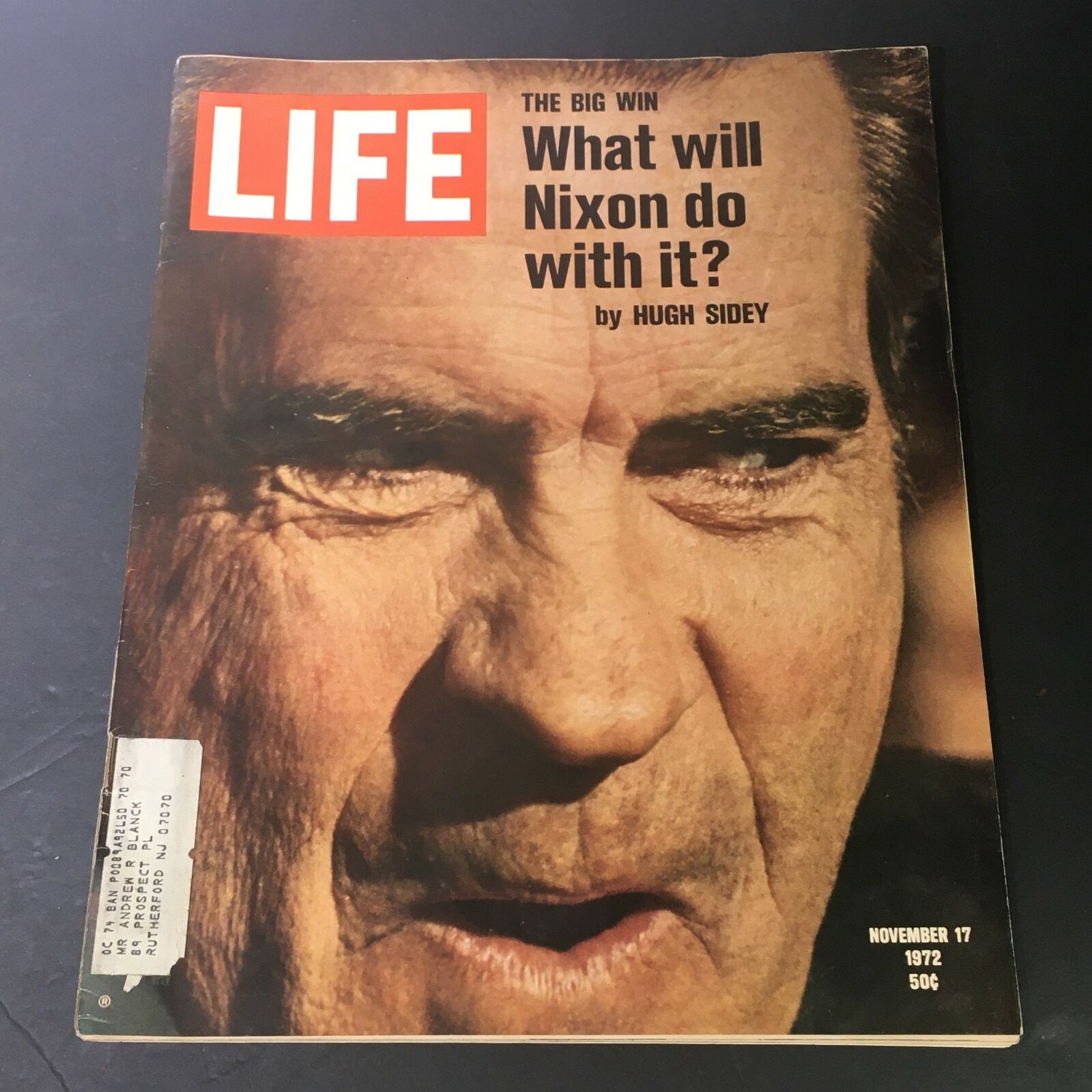 Cover of VTG Life Magazine November 17, 1972, featuring the title 'What Will Nixon Do With It?' with a close-up of Richard Nixon's face, capturing the mood of his presidency.