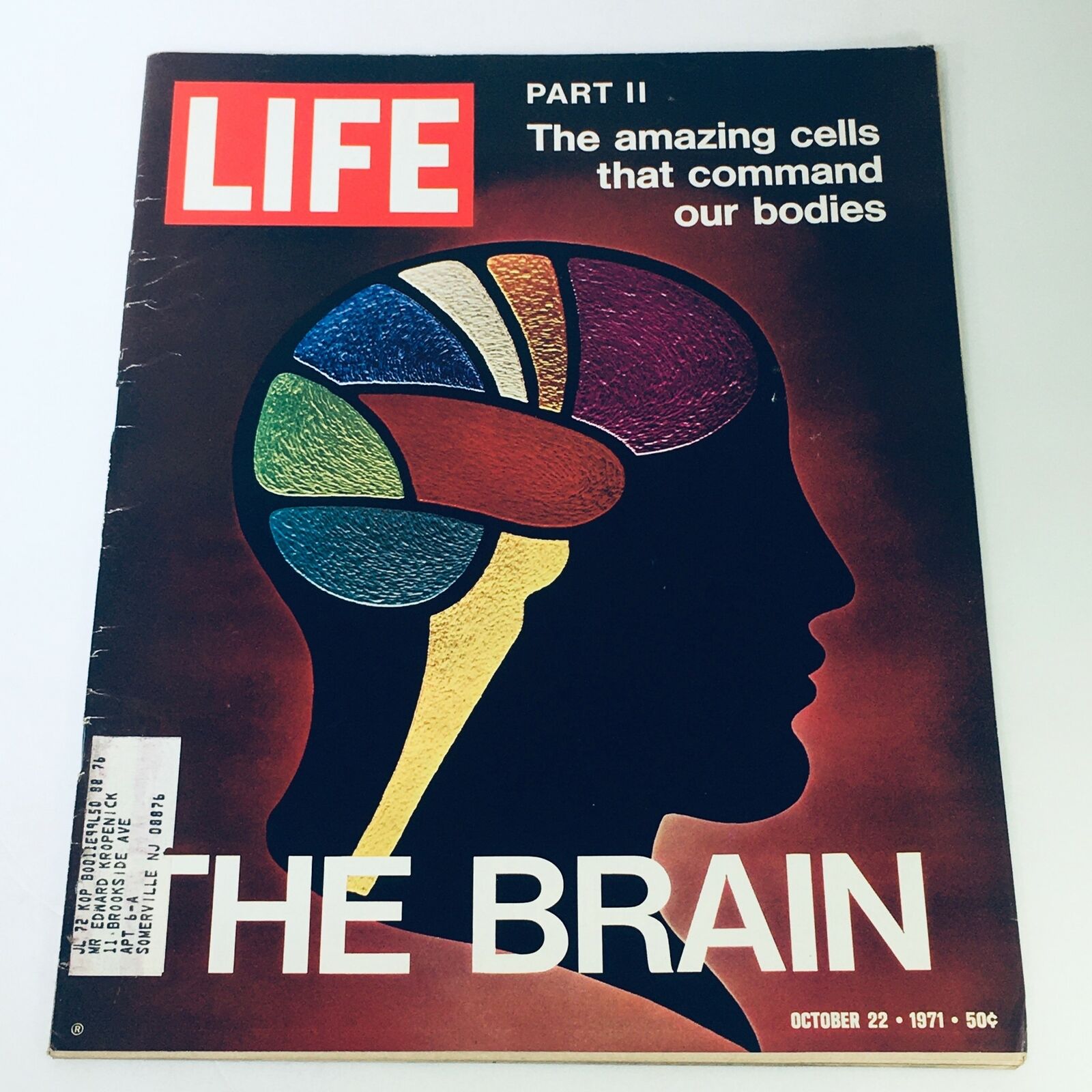 Cover of VTG Life Magazine December 22, 1971, featuring a colorful illustration of a brain with diverse sections, titled 'The Brain and The Amazing Cells Part II'.