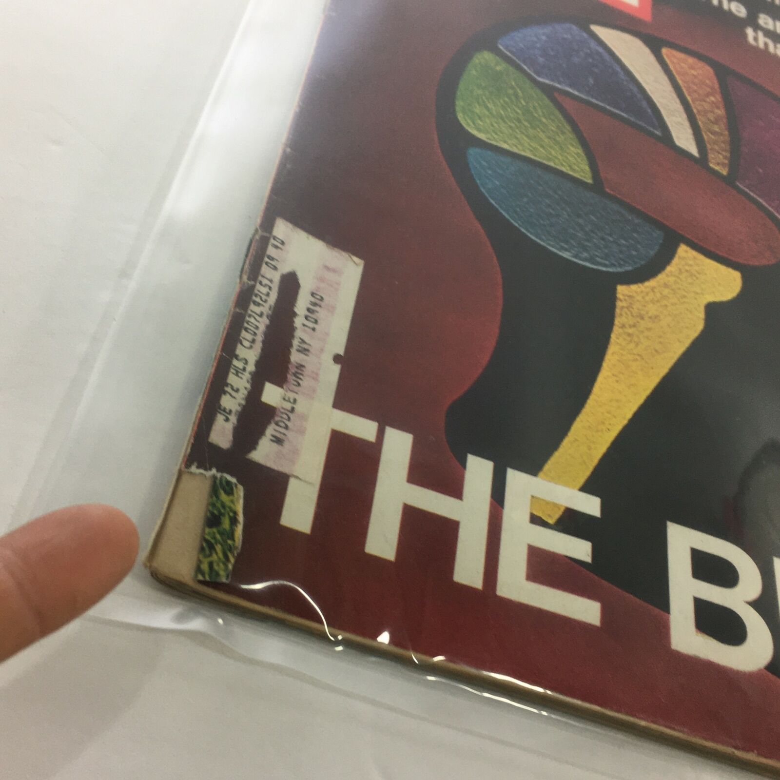 Close-up view of the cover of the vintage Life Magazine from October 22, 1971, showcasing the title 'The Brain' with visible wear and a protective plastic covering.