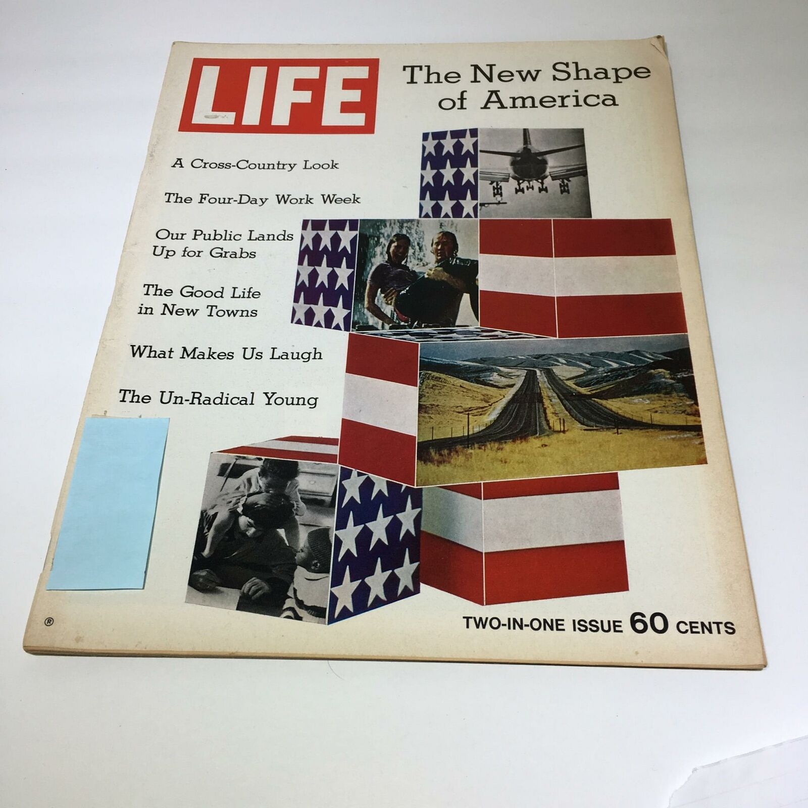 Cover of VTG Life Magazine January 8 1971 titled 'The New Shape of America', featuring articles about American culture, photographs of people and landscapes, and the magazine's price of 60 cents.
