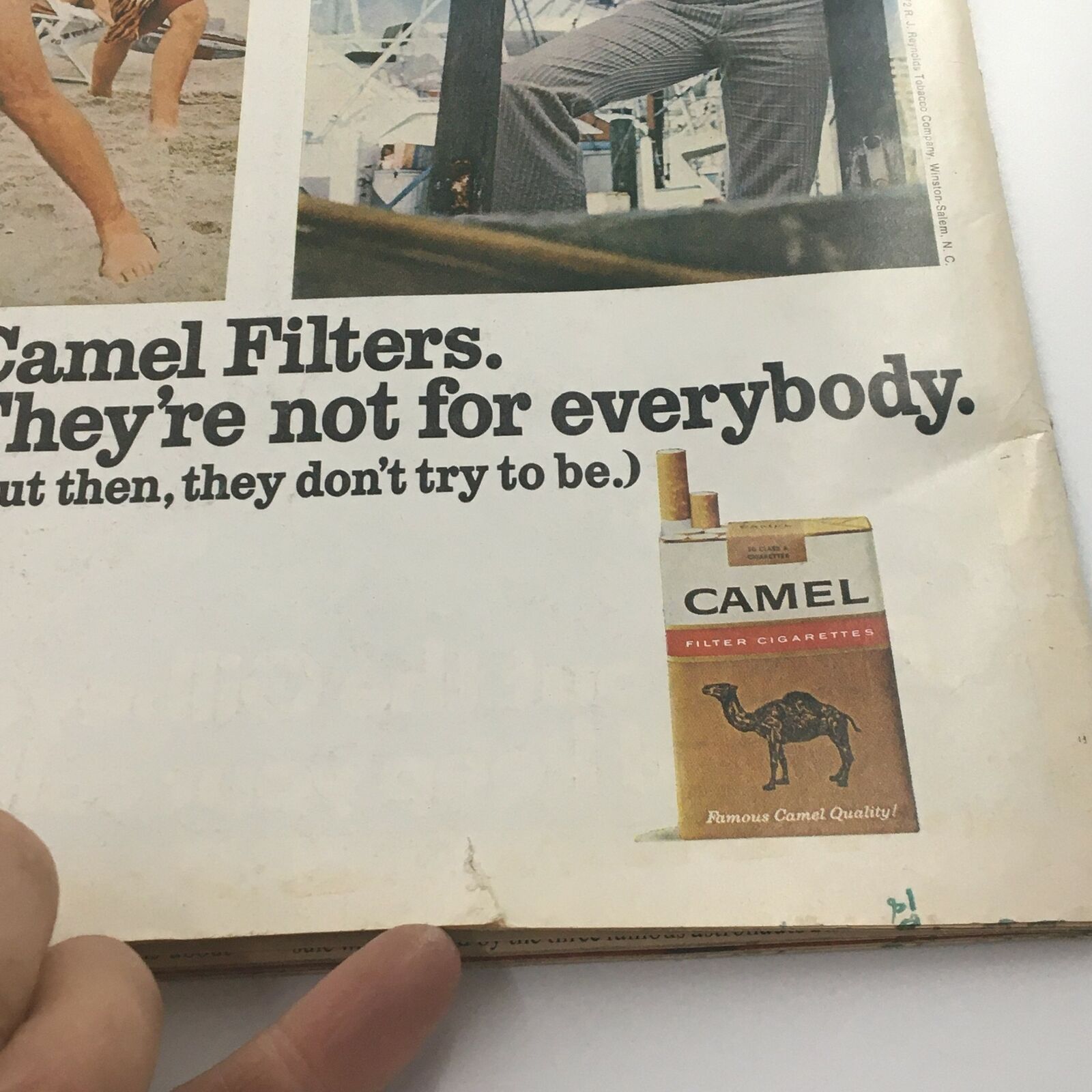 Back cover of VTG Life Magazine August 18 1972 displaying an advertisement for Camel Filters cigarettes, showcasing vintage magazine graphics and wear.
