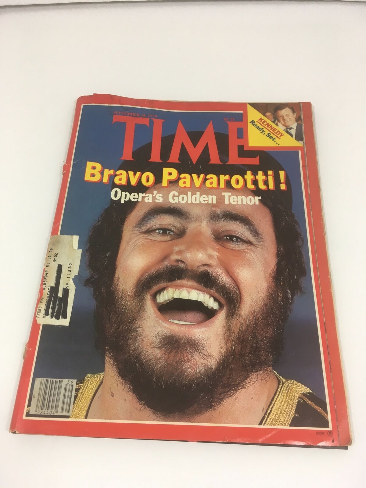 Cover of the 1979 Time Magazine featuring 'Bravo Pavarotti! Opera's Golden Tenor'. The cover showcases a smiling Luciano Pavarotti, highlighting his contributions to the opera world.