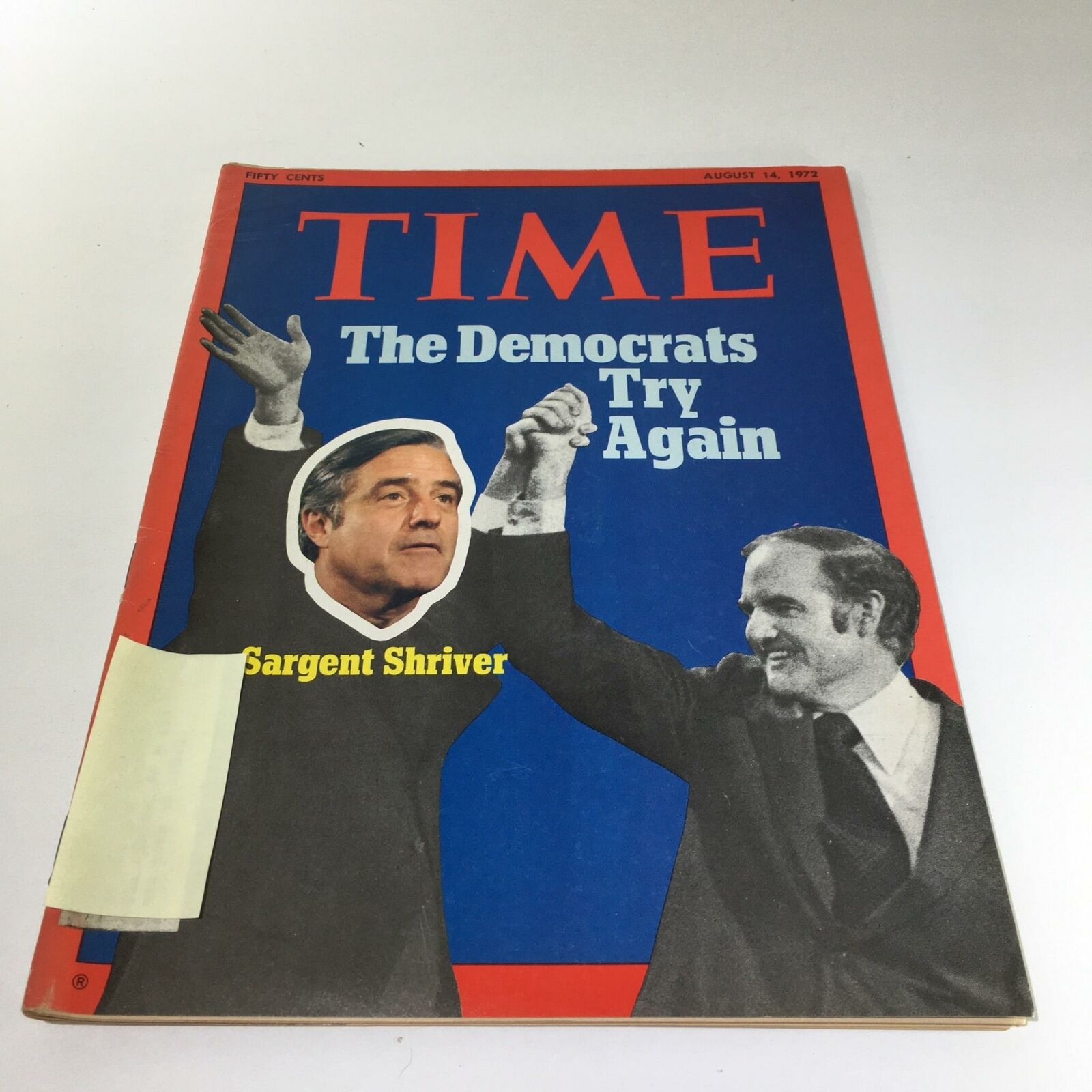 Time Magazine Cover from August 14, 1972, featuring the article 'The Democrats - Try Again' with a focus on Sargent Shriver.