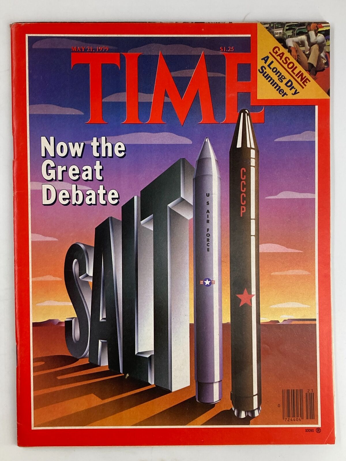 VTG Time Magazine cover from May 21, 1979 titled 'Now The Great Debate: U.S. Air Force' featuring bold graphics and imagery related to military discussions.