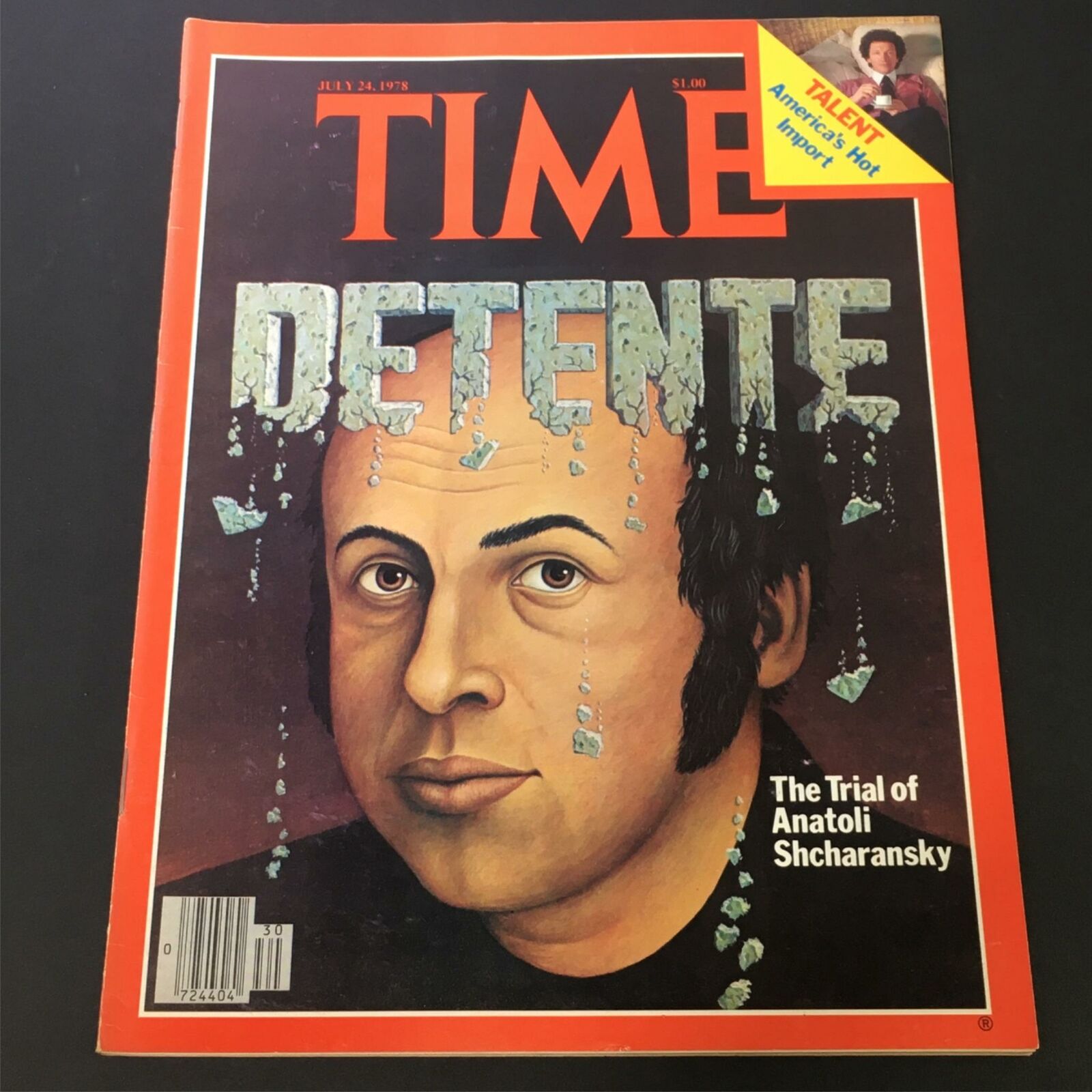July 24, 1978 issue of Time Magazine featuring the cover story 'The Trial of Anatoli Scharansky' with an illustration depicting Scharansky and the word 'DETENTE' prominently displayed.
