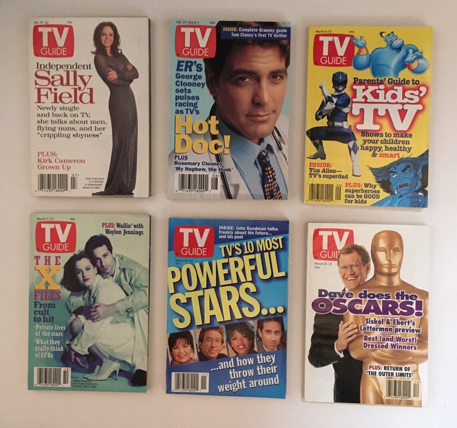 TV Guide Magazines 1995 Complete 52 Issues - Covers featuring Sally Field, George Clooney, and various TV shows. Special Issue Fall Previews with notable stars and topics.