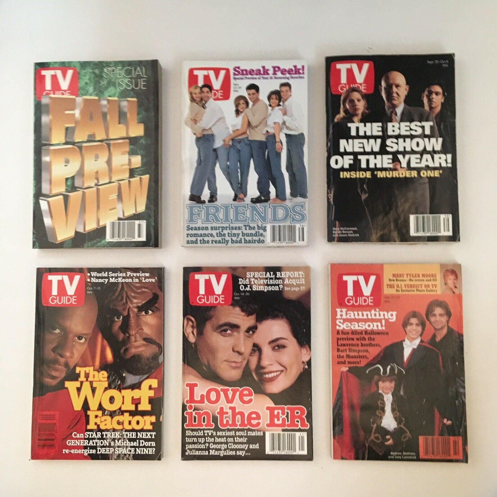 TV Guide Magazines 1995 Complete 52 Issues Special Issue Fall Previews with covers featuring TV shows like Friends and highlighting fall television previews.