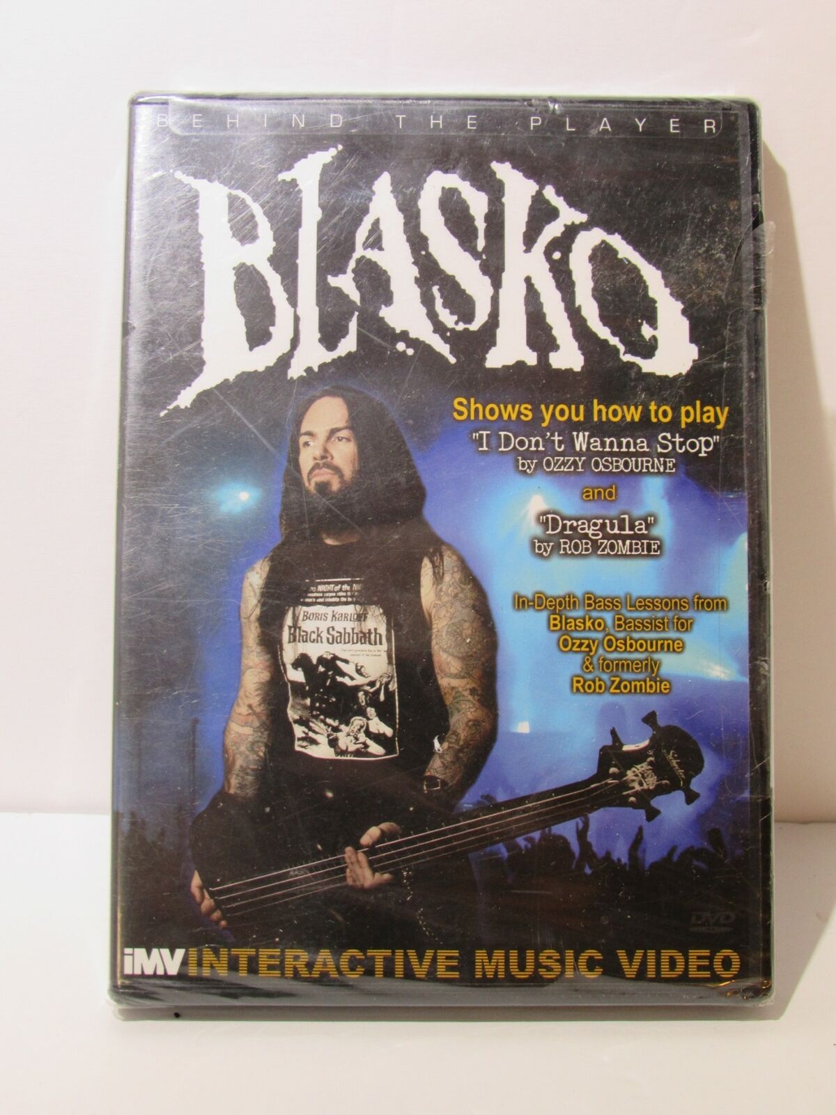 2008 IMV Behind the Player: Blasko Interactive Music Video featuring Rob "Blasko" Nicholson demonstrating bass techniques for Ozzy Osbourne and Rob Zombie songs. The DVD is in new and sealed condition.