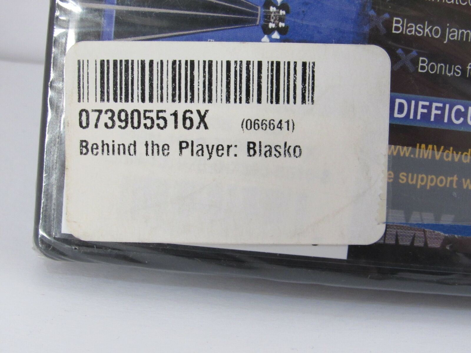 2008 IMV Behind the Player: Blasko Interactive Music Video DVD barcode and product information label.