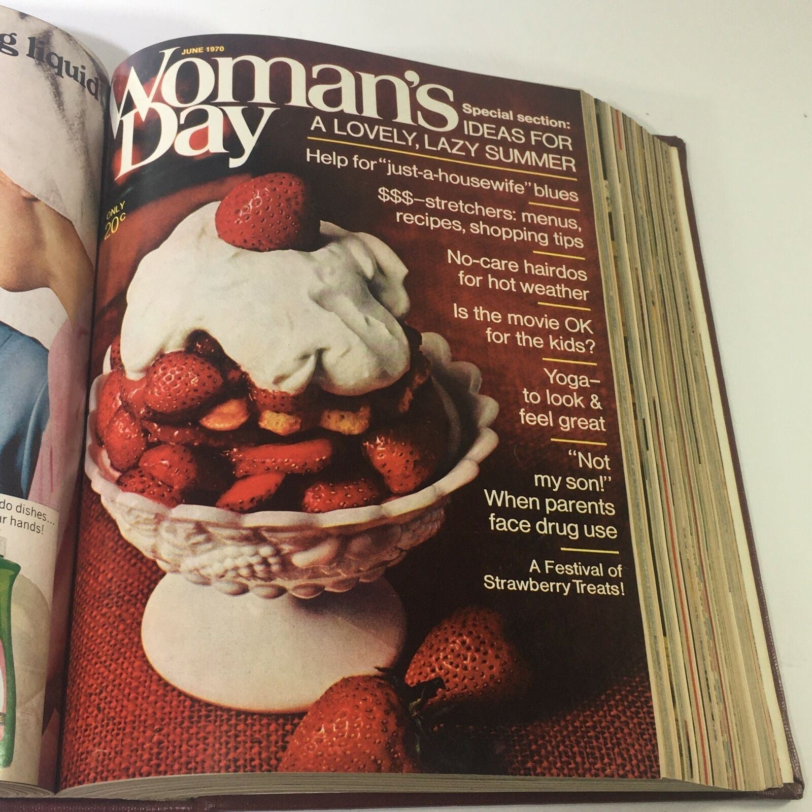 Cover of June 1970 Woman's Day Magazine featuring a dessert of strawberries and whipped cream, focusing on summer recipes and lifestyle tips.