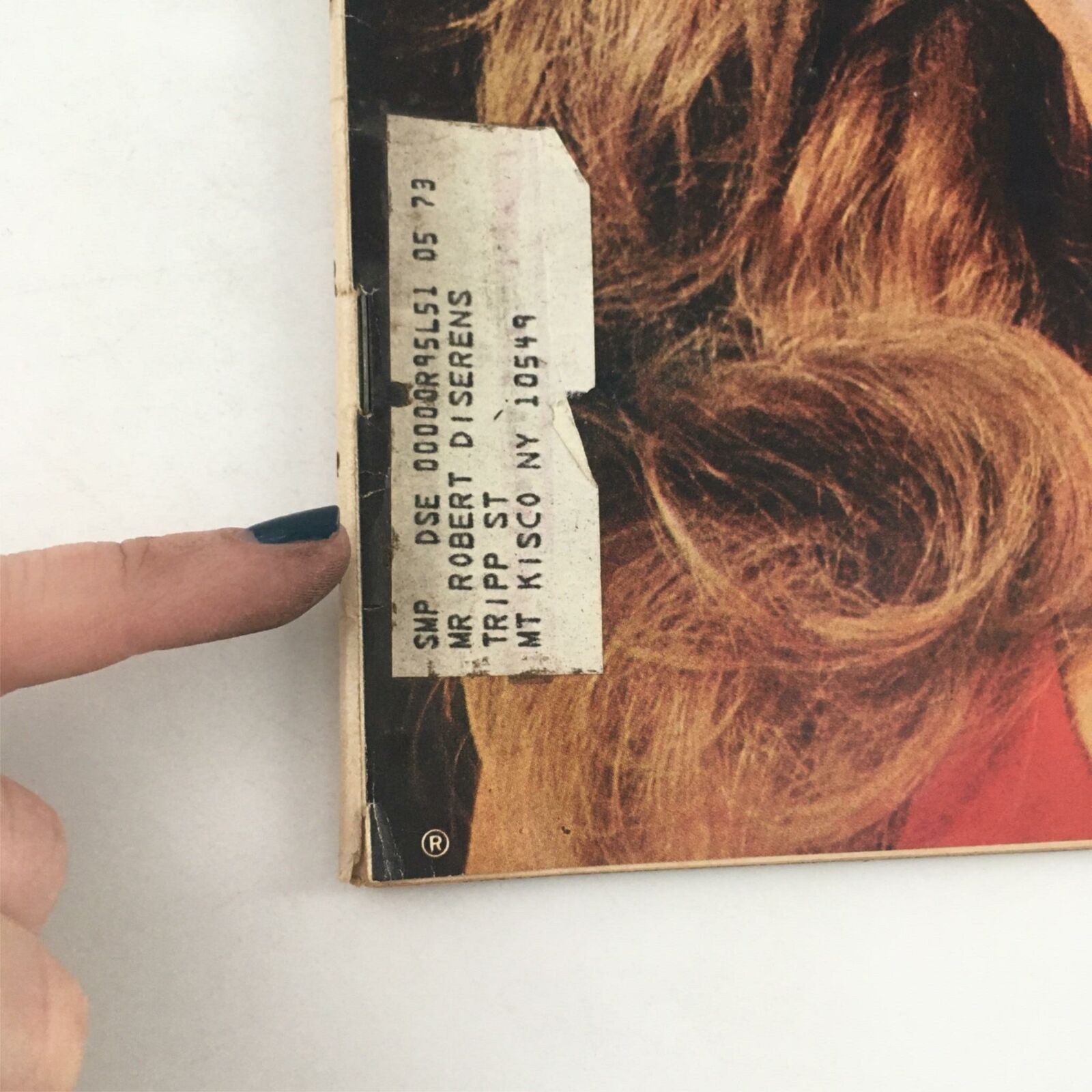 Close-up view of the side of the VTG Life Magazine August 6, 1971 cover, displaying the address label and details of Ann-Margret, the 'Sex Kitten', emphasizing the magazine's vintage quality.