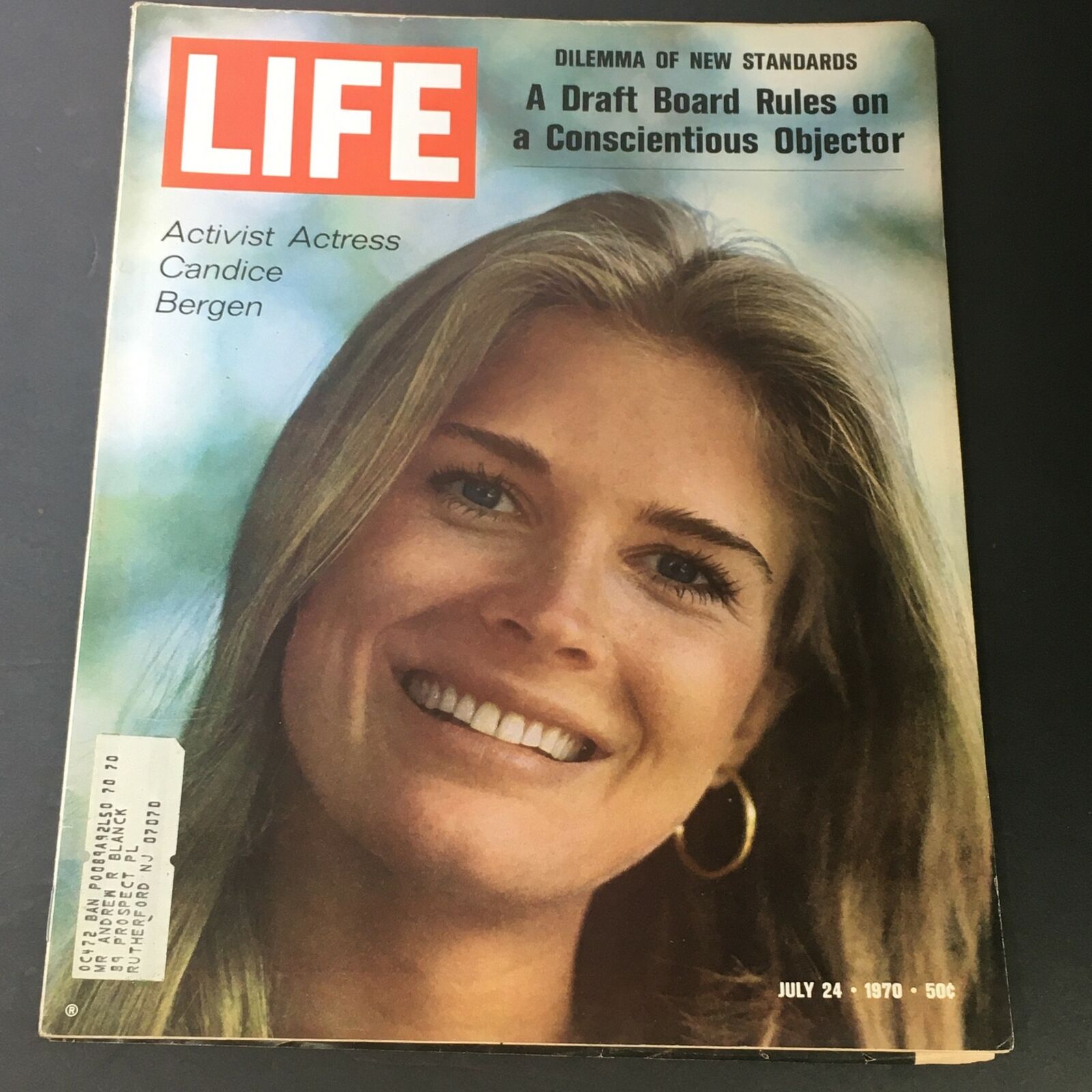 Vintage Life Magazine cover from July 24, 1970 featuring actress Candice Bergen, highlighting the New Standards Dilemma and societal issues, with a smiling portrait of Bergen alongside magazine details.