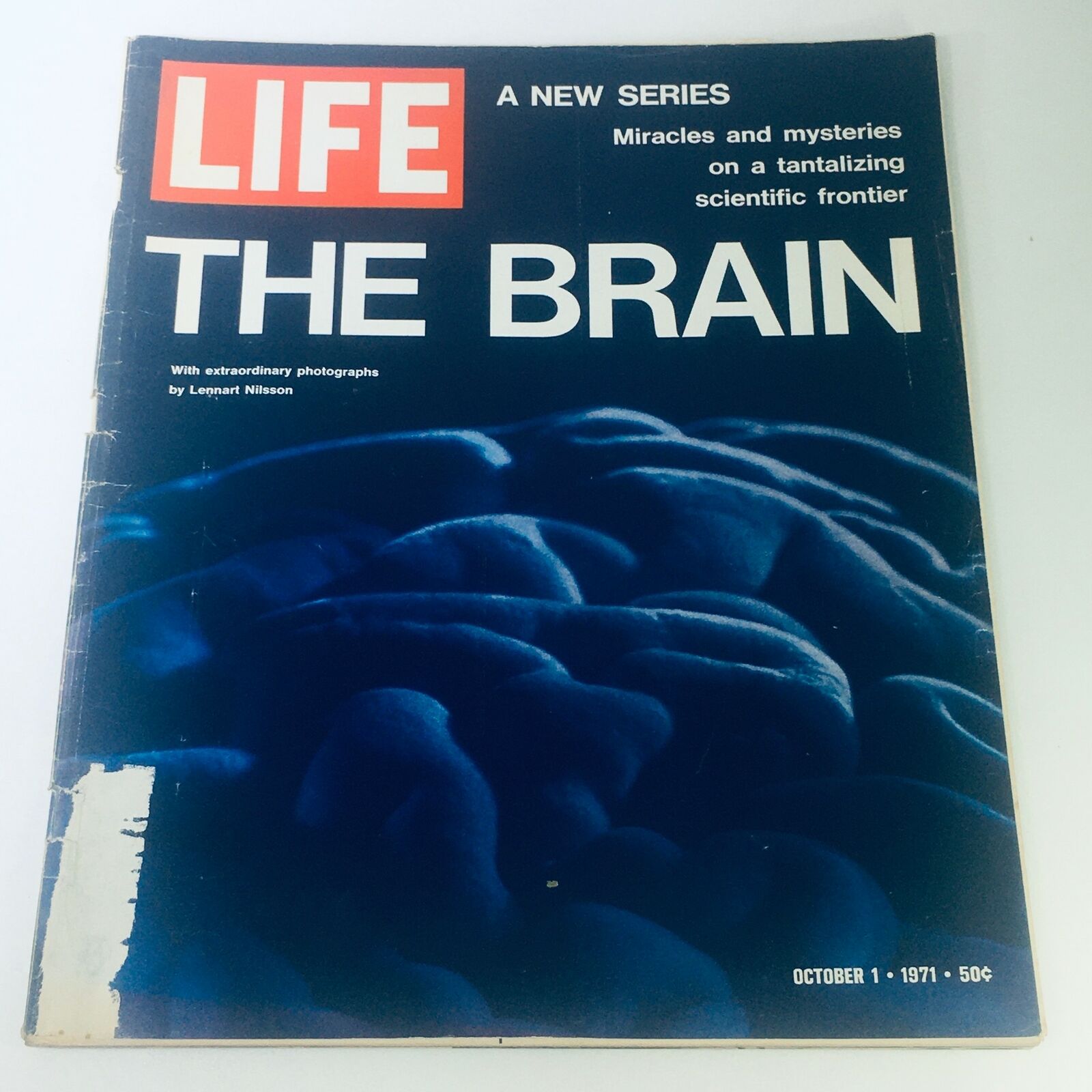 Cover image of the VTG Life Magazine from October 1, 1971, featuring the theme 'The Extraordinary Brain Photographs' with detailed imagery and intriguing scientific insights.
