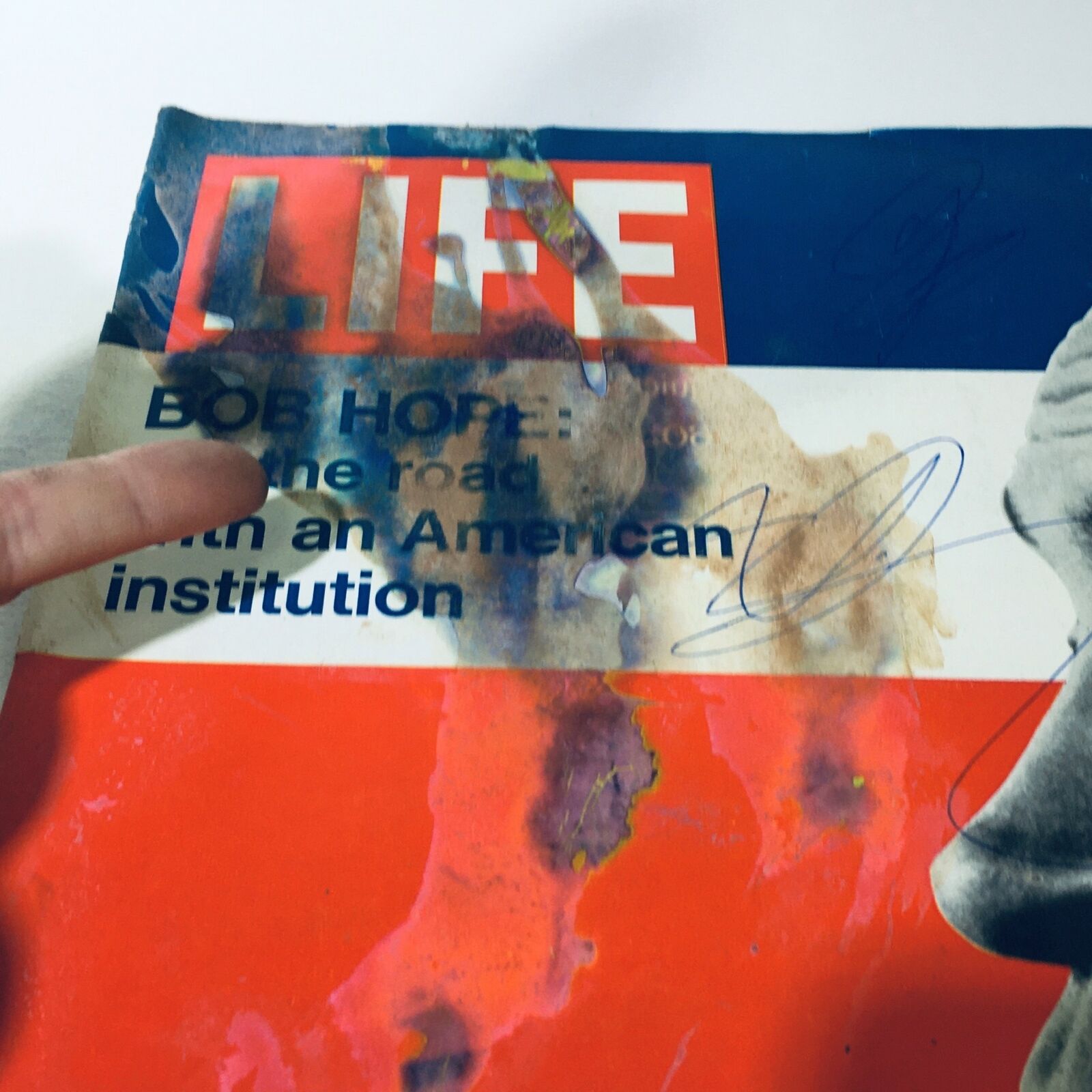 Cover of VTG Life Magazine from January 29, 1971 featuring Bob Hope on the road, highlighting his status as an American institution, with visible wear and marks.