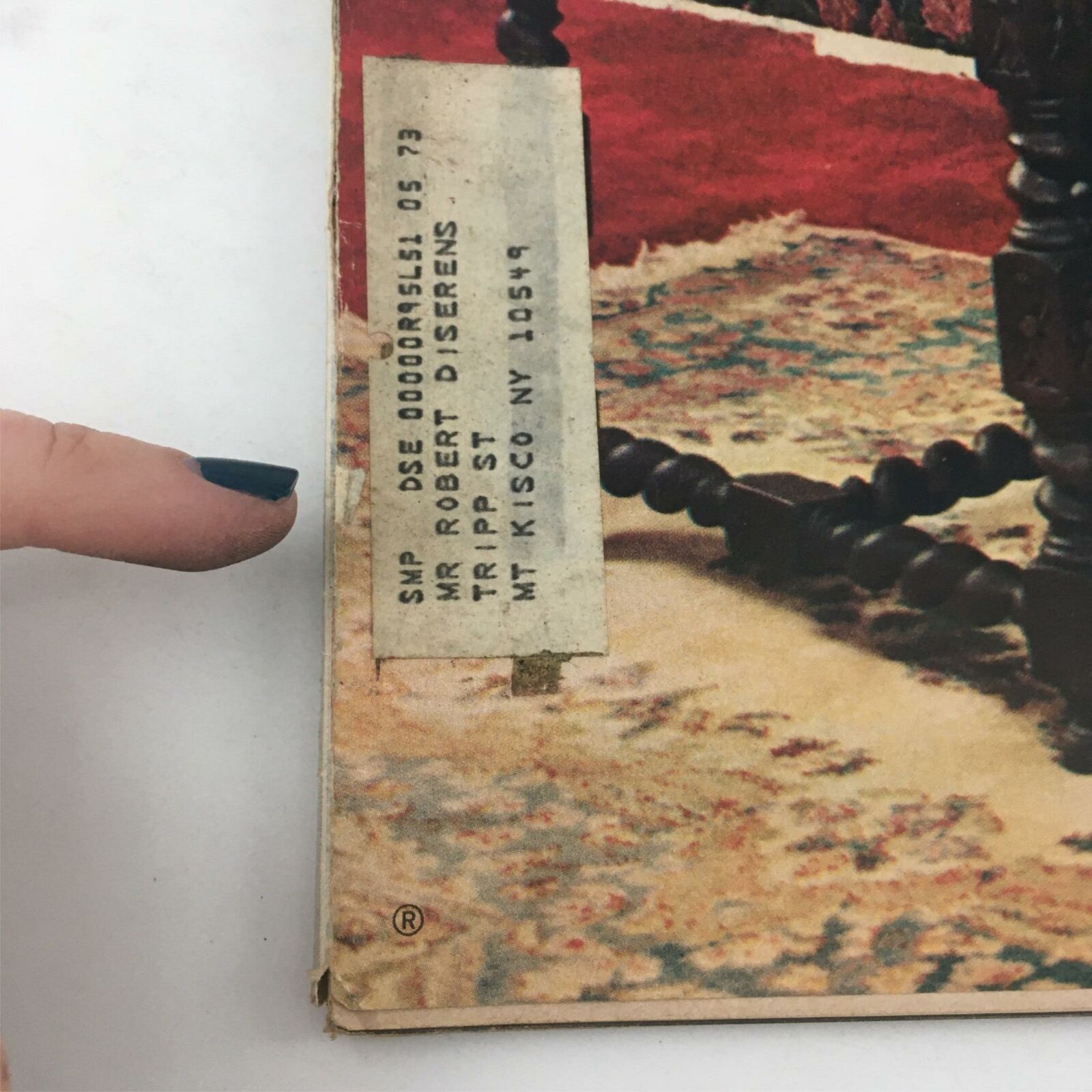 Side view of the VTG Life Magazine November 3, 1972 with a visible address label, featuring Joe Namath on the cover with the title 'The juicy rewards of a painful life', highlighting its vintage characteristics.