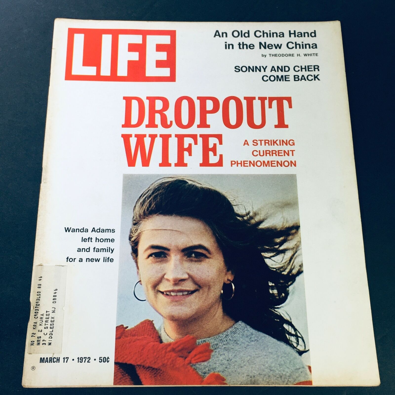 VTG Life Magazine March 17 1972 issue showcasing the cover featuring the title 'DROP OUT WIFE' and the story of Wanda Adams, who left home and family for a new life.