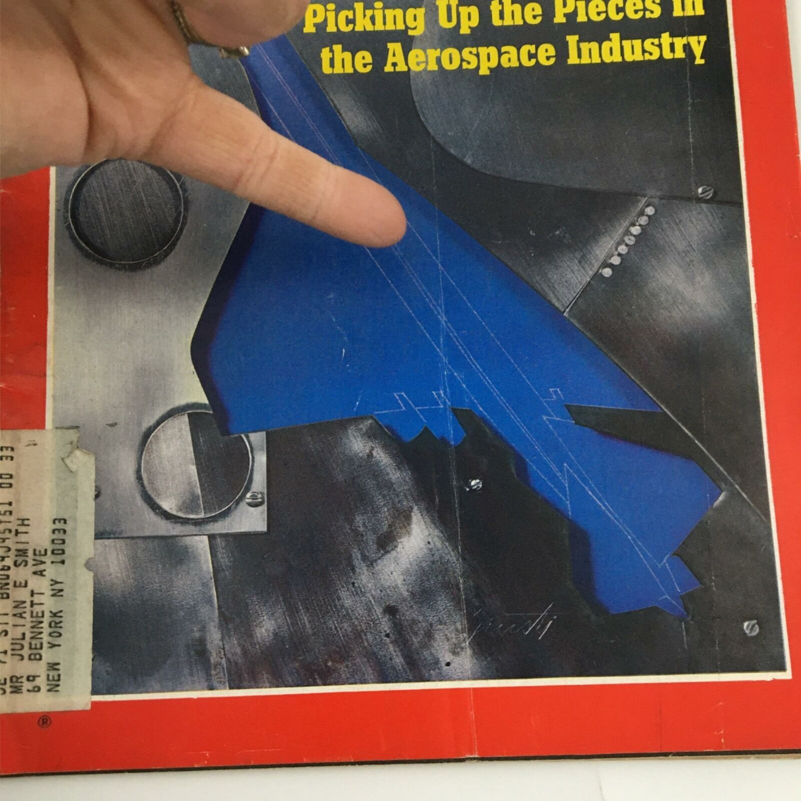 Close-up of the VTG Time Magazine April 5, 1971 cover highlighting the article 'After the SST: Picking Up the Pieces in the Aerospace Industry' with a blue aircraft illustration.