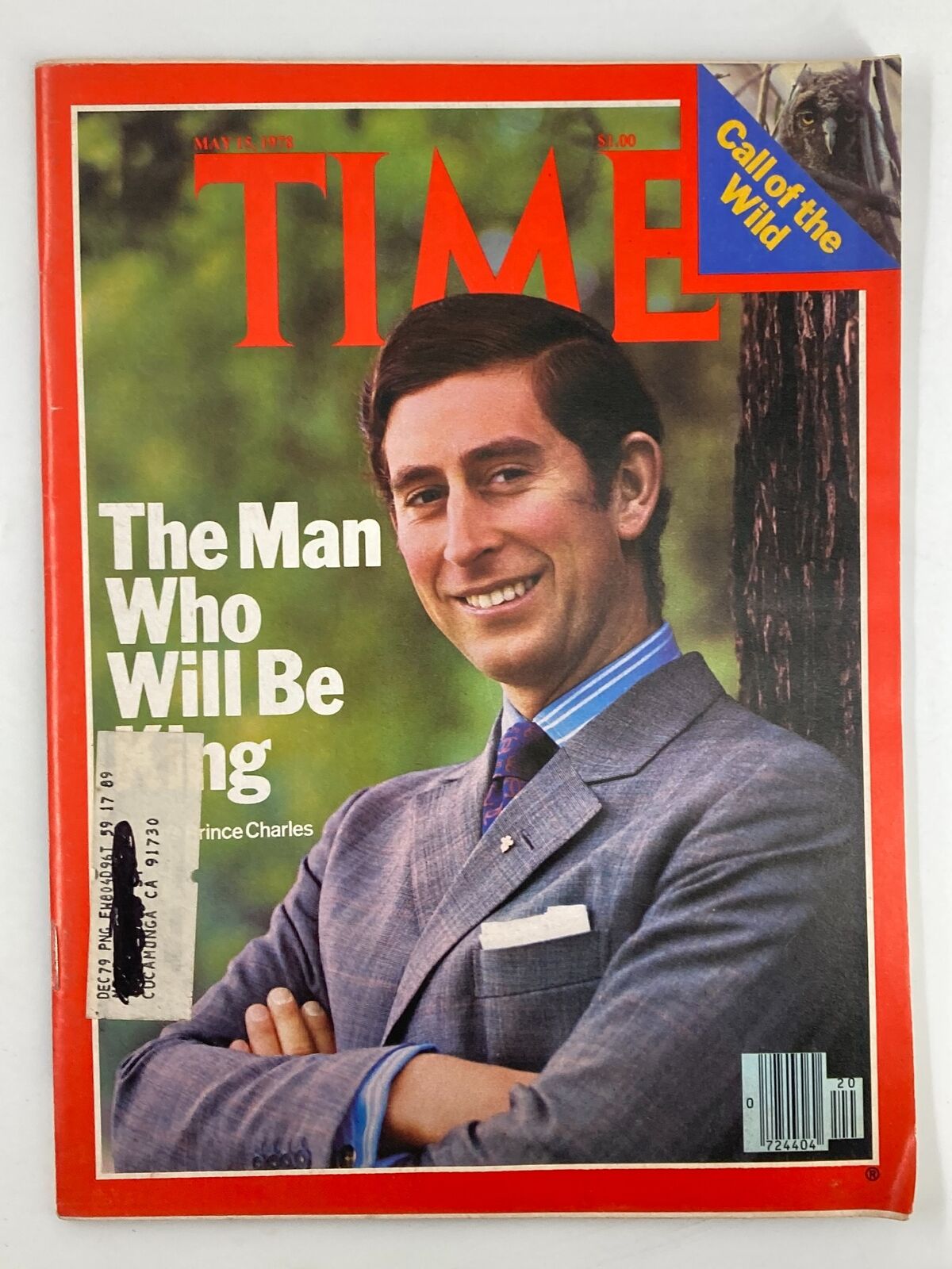 Cover of vintage Time Magazine from May 15, 1978, featuring Prince Charles with the title "The Man Who Will Be King." The magazine showcases a portrait of Prince Charles in a formal suit against a green background.