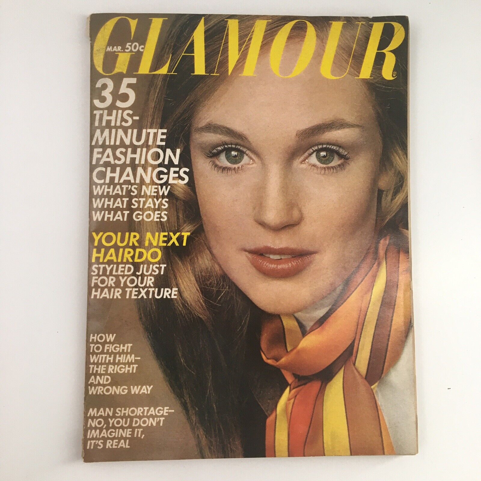 Cover of Glamour Magazine, March 1969, featuring Cheryl Tiegs and Cybill Shepherd, no label