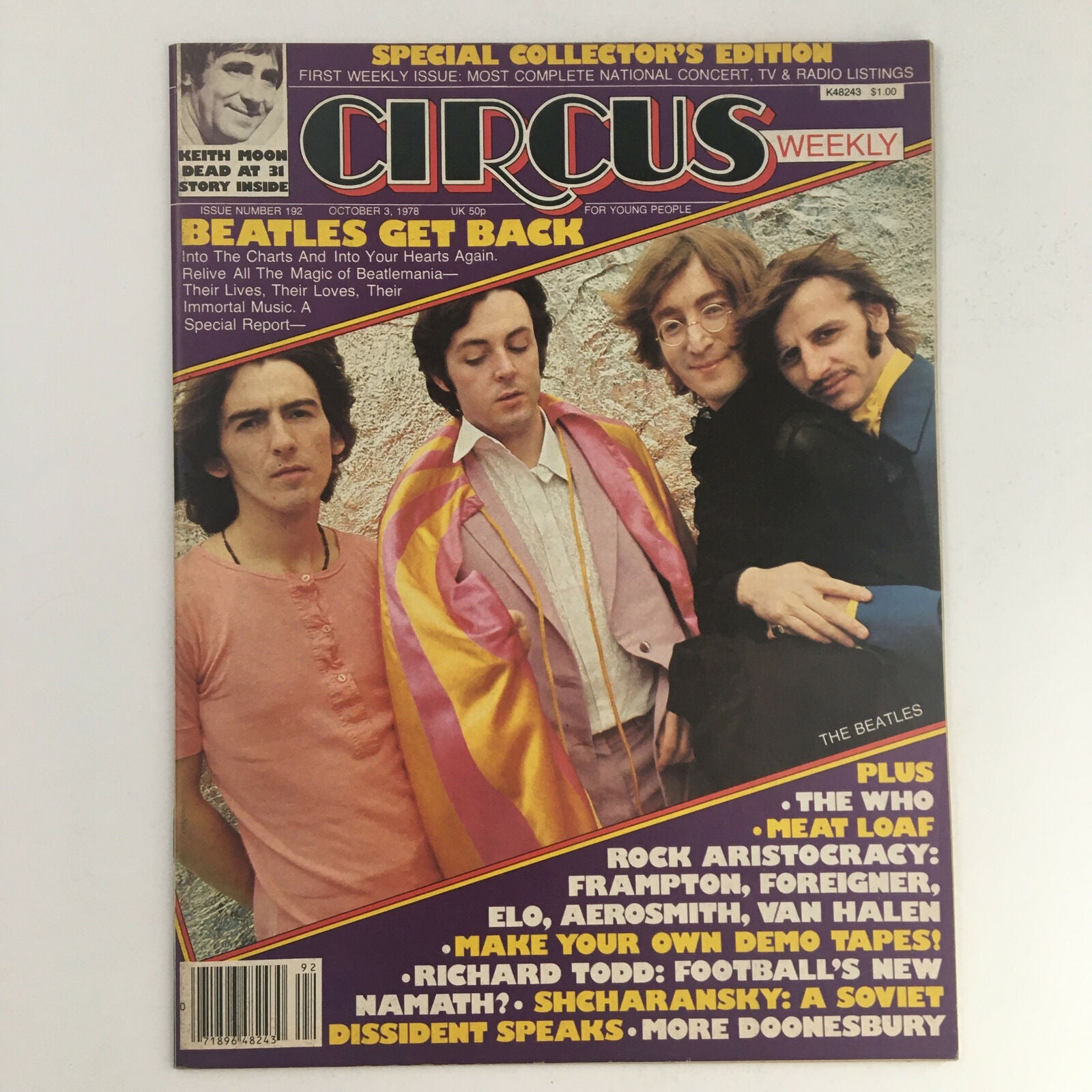 Cover of Circus Magazine, October 3, 1978, featuring The Beatles. The magazine showcases iconic imagery from the late 1970s music scene, highlighting significant figures like John Lennon, Paul McCartney, George Harrison, and Ringo Starr. This issue is a special collector's edition exploring the music culture of that time.