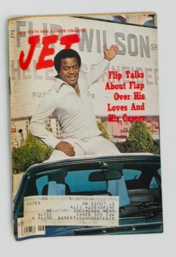 VTG Jet Magazine cover from February 9, 1978 featuring Flip Wilson discussing the flap over his loves and career, with a vibrant design and a photo of Wilson on the cover.