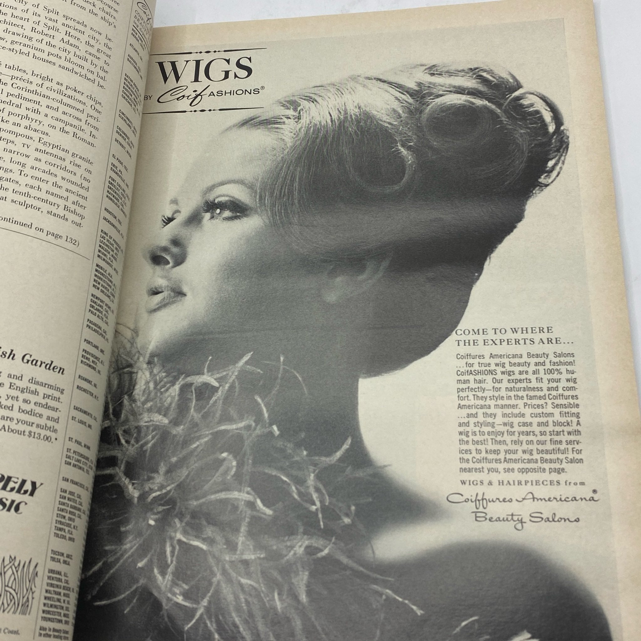 Vintage advertisement page from VTG Vogue Magazine May 1966 for Coif Fashions wigs, showcasing stylish hair designs.