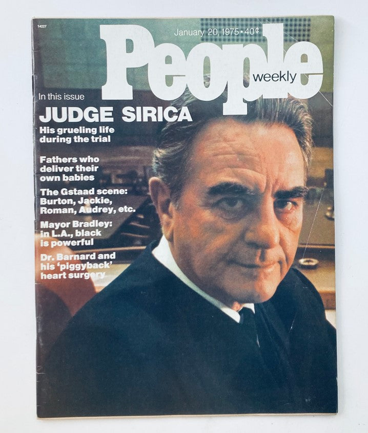 Cover of VTG People Weekly Magazine January 20 1975 Vol 3 #2 featuring Judge John Sirica. The magazine highlights his role during the Watergate trial with a close-up of Sirica's serious expression.