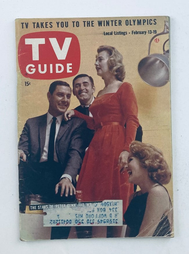 Cover of TV Guide Magazine from February 13, 1960, issue #359 featuring The Stars of Peter Gunn, showcasing the vintage design and classic television charm.