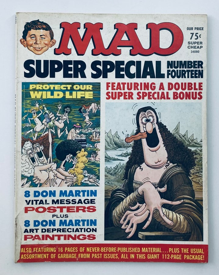 Cover of Mad Magazine 1974 Super Special No. 14: The Blue Boy showcasing vibrant artwork and humorous illustrations, capturing the essence of 1970s pop culture.