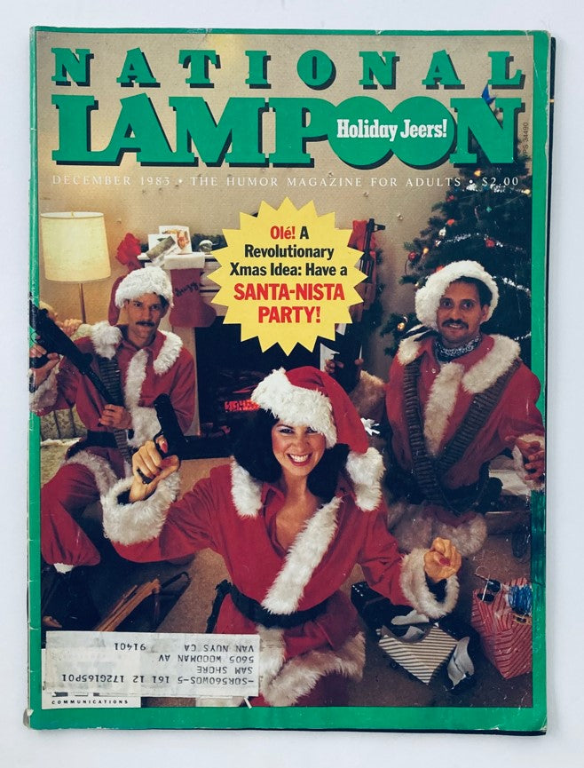Vintage National Lampoon Magazine December 1983, featuring a festive cover themed 'Have A Santa-Nista Party' with characters in Santa outfits and holiday decorations.