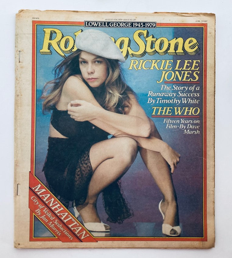 Cover of VTG Rolling Stone Magazine August 9 1979 Issue 297 featuring Rickie Lee Jones, showcasing her iconic style and a captivating article on her music career.