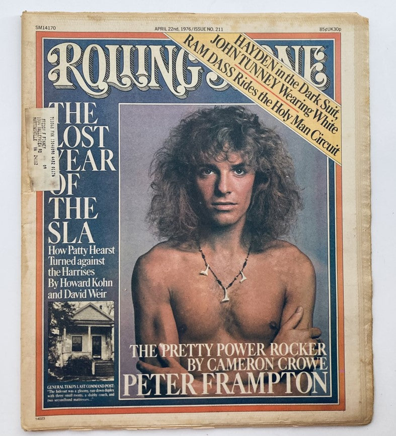 Cover of VTG Rolling Stone Magazine April 22 1976 Issue 211 featuring Peter Frampton, showcasing a striking portrait and headlines on music culture.