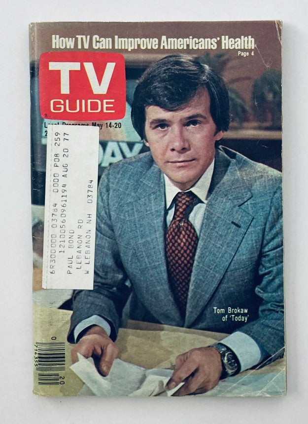 TV Guide Magazine May 14 1977 #1259 featuring Tom Brokaw on the cover, discussing the impact of television on American health. The magazine includes insights on local programs and is considered a collectible piece of television history, preserved in excellent condition.