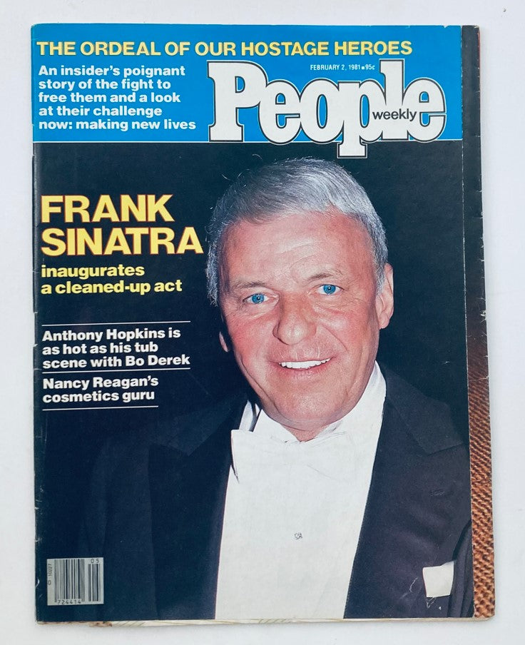 Cover of VTG People Weekly Magazine, February 2, 1981, Vol 15 No. 4 featuring Frank Sinatra, showcasing his iconic persona and major articles inside including Anthony Hopkins and Nancy Reagan.