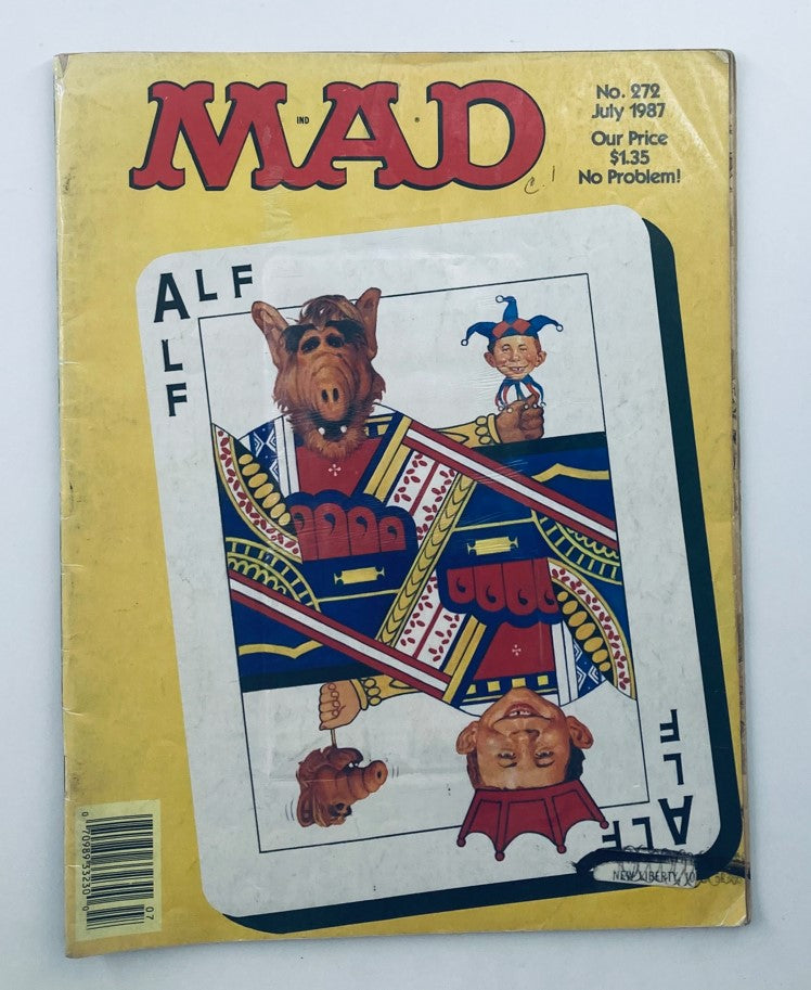 Cover of Mad Magazine July 1987 No. 272 featuring a colorful illustration of characters including ALF, showcasing the vintage style and humor of the publication.
