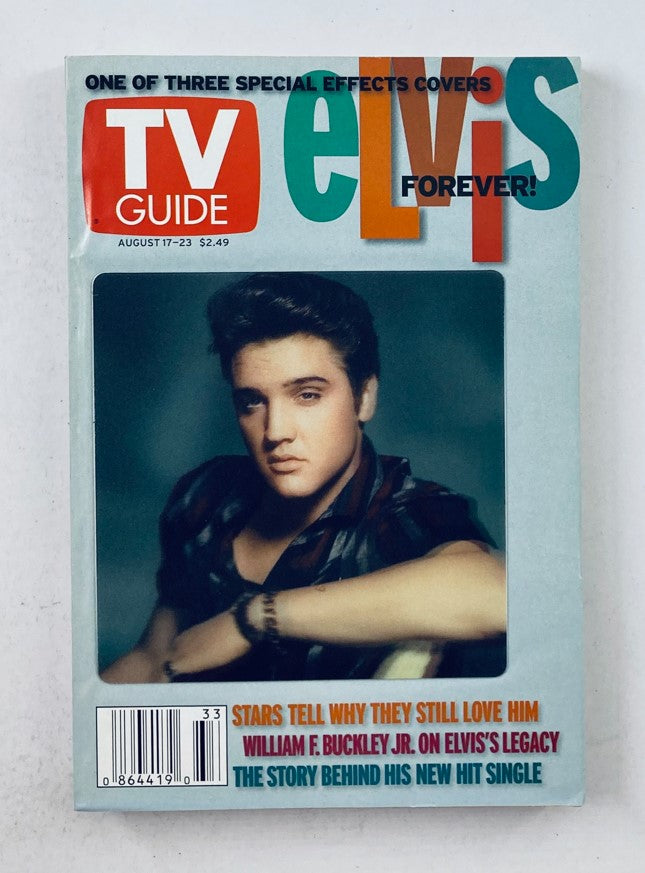 TV Guide Magazine August 17 2002 featuring Elvis Presley on the cover, highlighting his influence and legacy in popular culture.