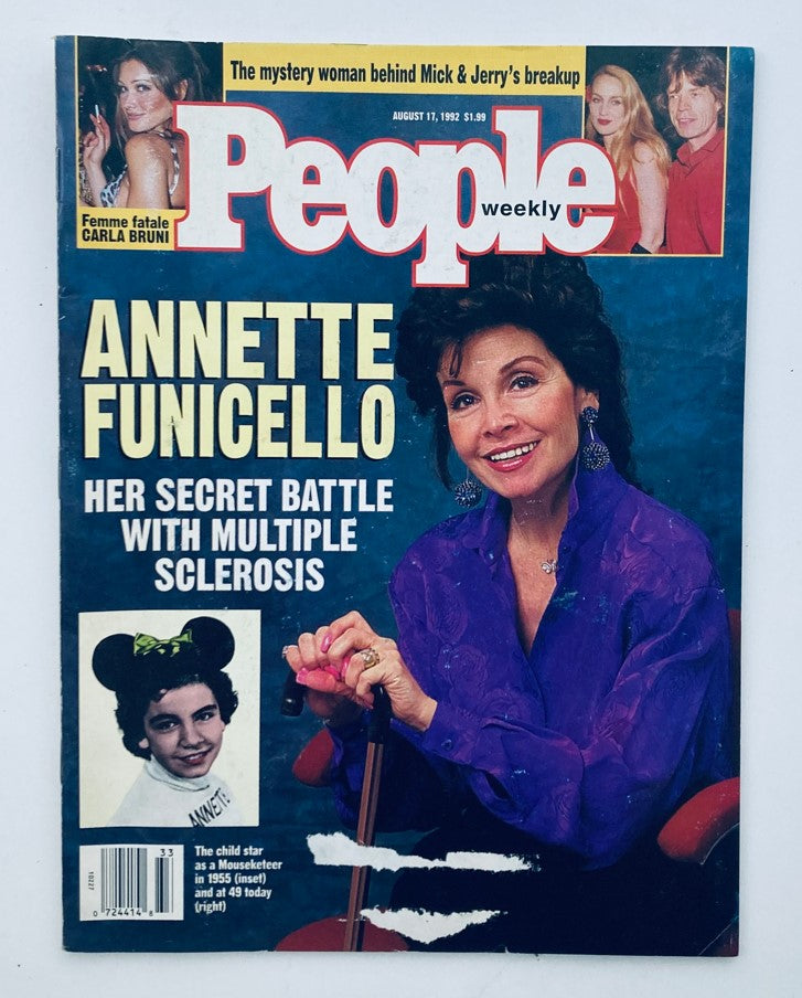 Cover of People Weekly Magazine from August 17, 1992, Featuring Annette Funicello, highlighting her secret battle with multiple sclerosis. Vintage issue collectible.